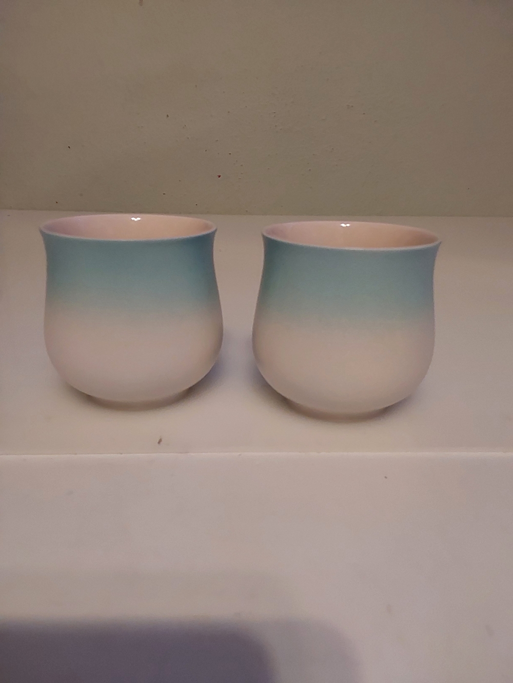2 Pcs 4oz Gradient Blue Ceramic Espresso Cups (46)
